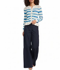 Current Air Poplin Elastic Waist Tiered Wide Leg Pants