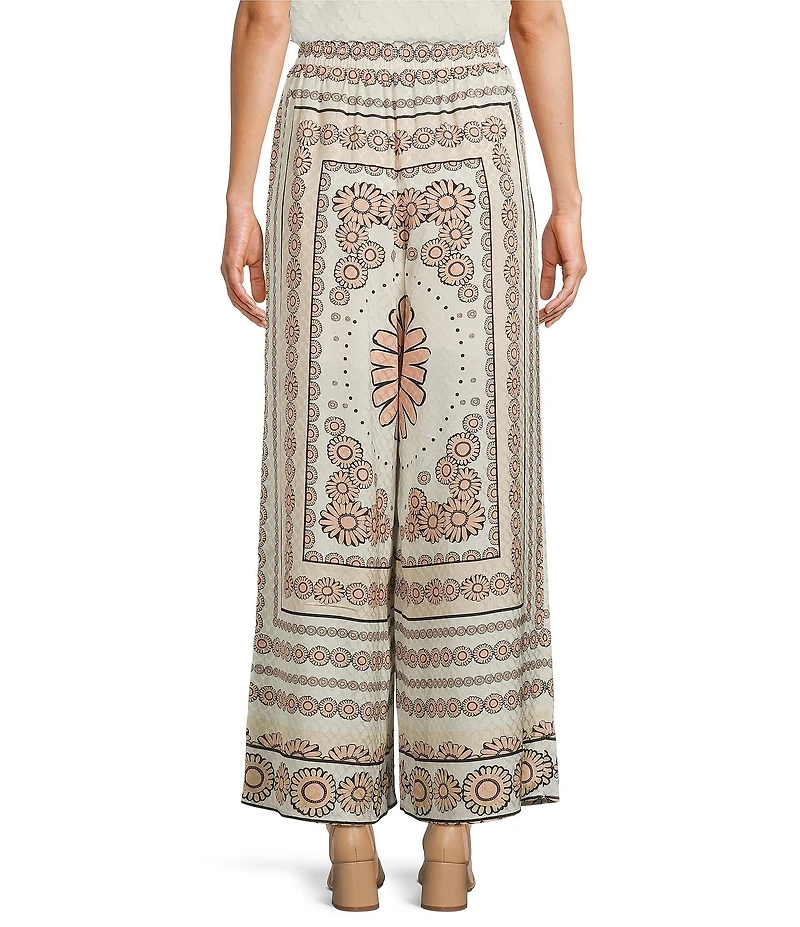 Current Air Printed Drawstring Elastic Waist Wide Leg Palazzo Coordinating Pants