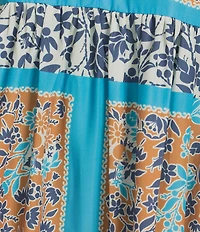 Current Air Printed Split Round Neck 3/4 Dolman Sleeve Empire Waist Midi Dress