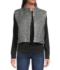 Current Air Quilted High Neck Sleeveless Boxy Vest