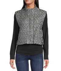 Current Air Quilted High Neck Sleeveless Boxy Vest
