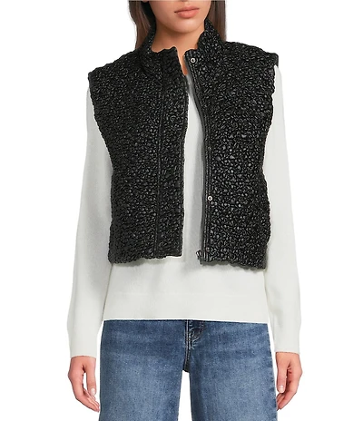 Current Air Quilted High Neck Sleeveless Boxy Vest