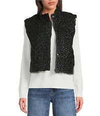 Current Air Quilted High Neck Sleeveless Boxy Vest