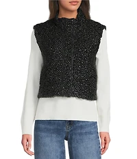 Current Air Quilted High Neck Sleeveless Boxy Vest