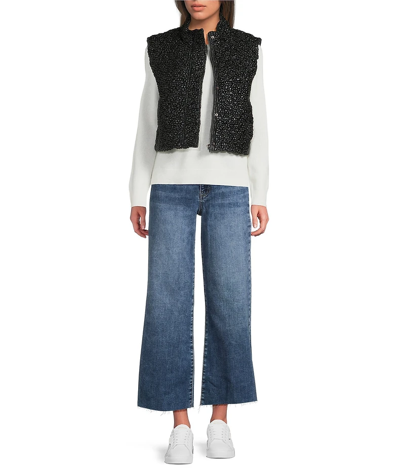 Current Air Quilted High Neck Sleeveless Boxy Vest