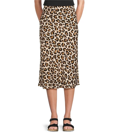 Current Air Rhinestone Leopard A-Line Midi Skirt