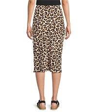 Current Air Rhinestone Leopard A-Line Midi Skirt
