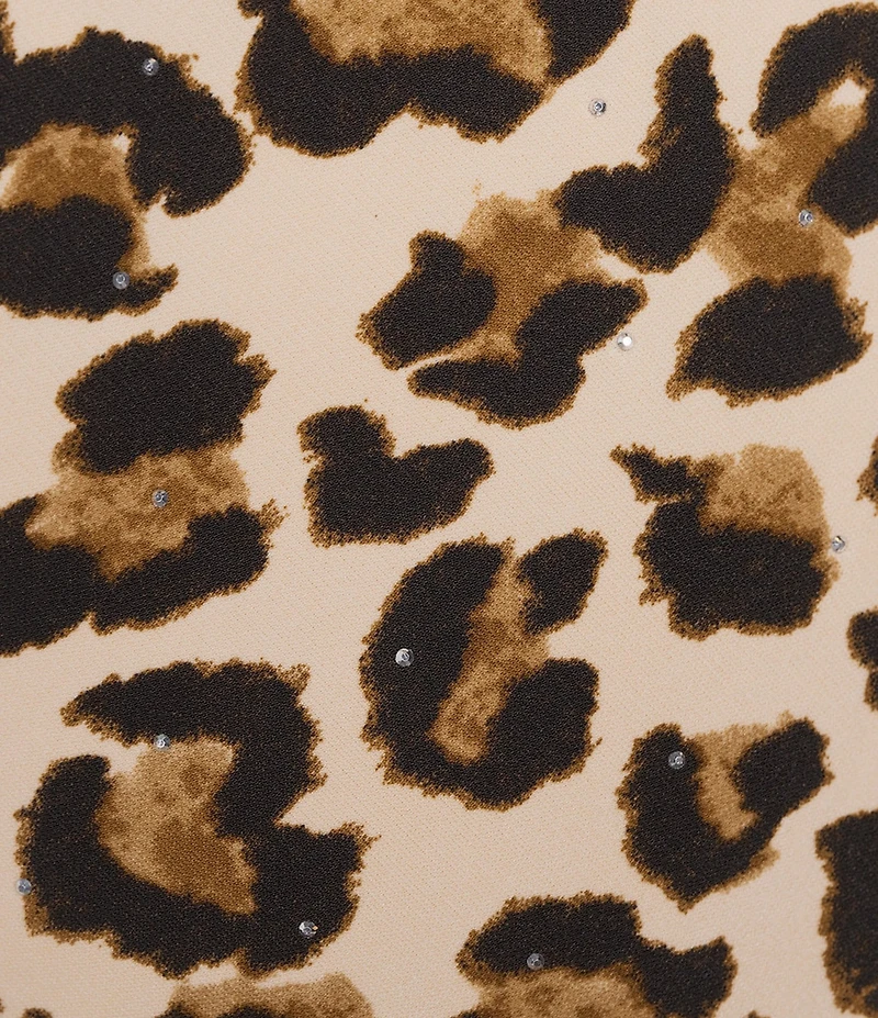 Current Air Rhinestone Leopard A-Line Midi Skirt
