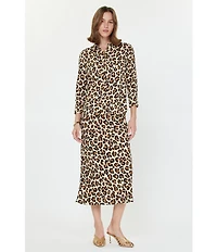 Current Air Rhinestone Leopard A-Line Midi Skirt