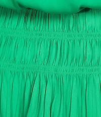 Current Air Ruffle Split Neck Flutter Sleeve Smocked Waist Mini Dress