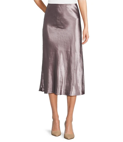 Current Air Satin Shine Pull-On Midi Skirt