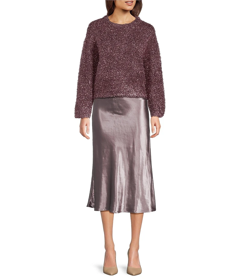 Current Air Satin Shine Pull-On Midi Skirt