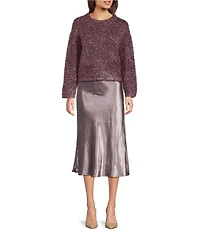 Current Air Satin Shine Pull-On Midi Skirt