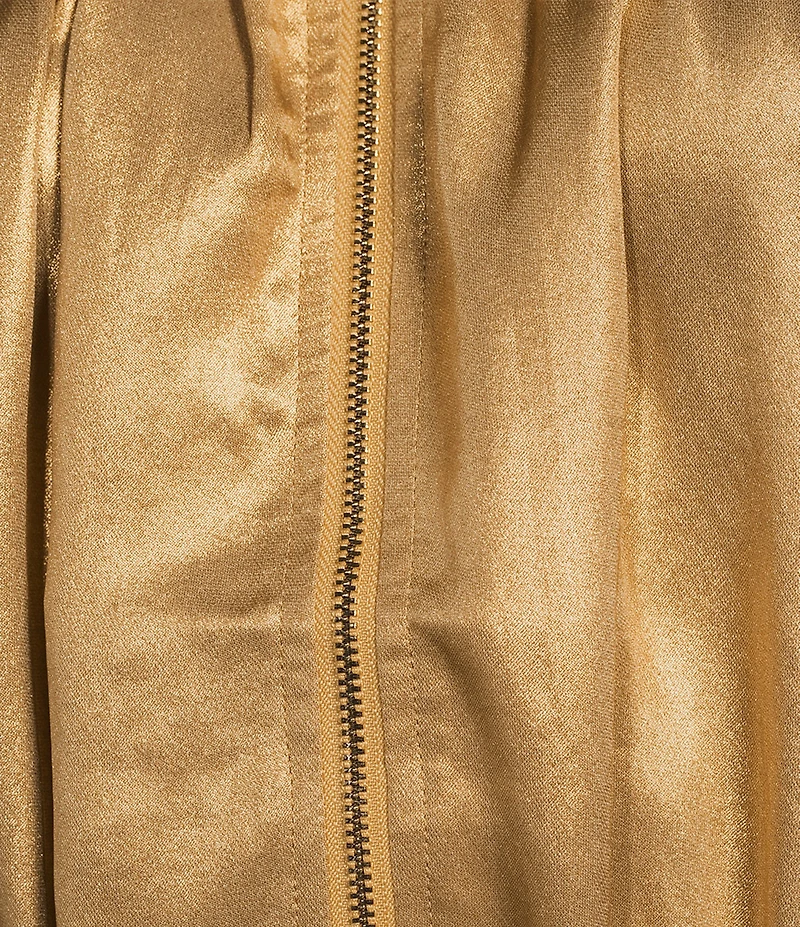 Current Air Satin Shirred Stand Collar Long Sleeve Zip Front Jacket