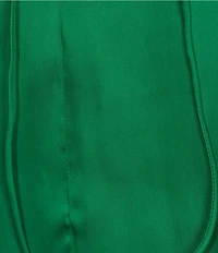 Current Air Satin Split Neck Ruffle Collar Double Layer Cap Flutter Lace Sleeve Top