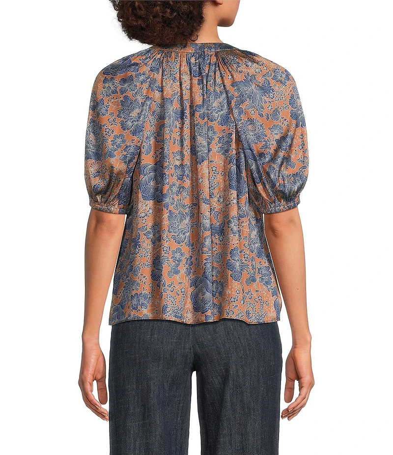 Current Air Split Neck Elbow Sleeve Gathered Detail Blouse