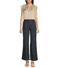 Current Air Split Tie V-Neck Flutter Sleeve Blouse