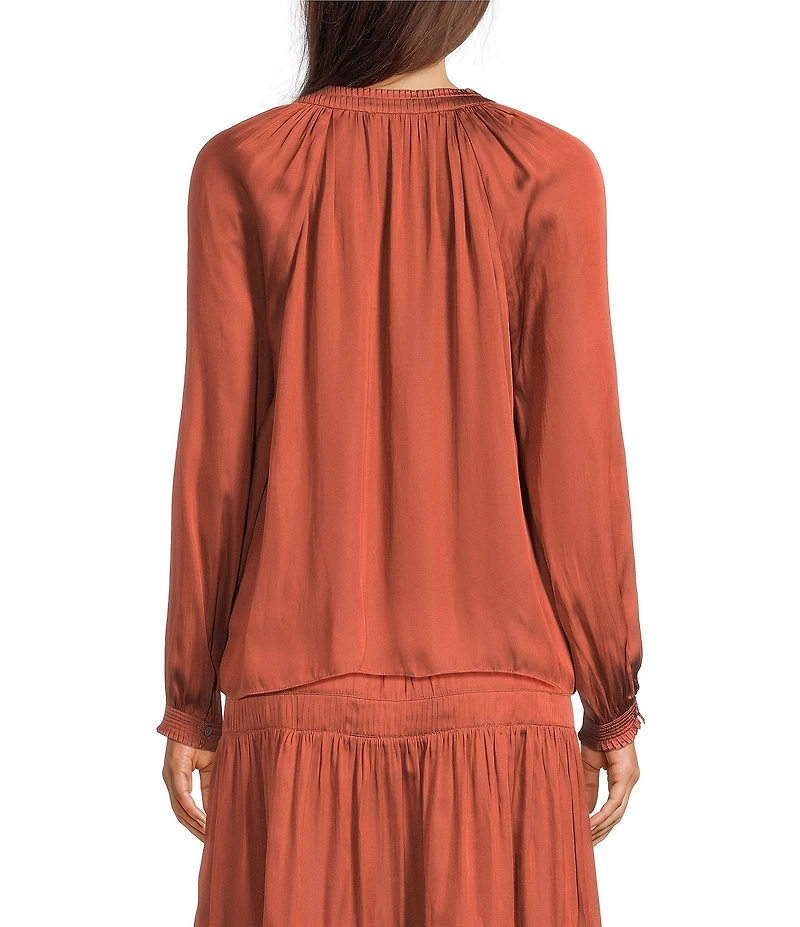 Current Air Split V-Neck Long Sleeve Pull On Coordinating Blouse