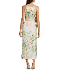 Current Air Tencel Split V-Neck Sleeveless Contrast Tie Waist A-Line Dress