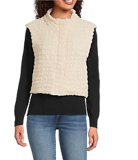 Current Air Textured High Neck Boxy Vest