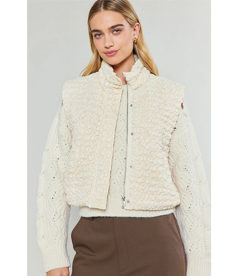 Current Air Textured High Neck Boxy Vest