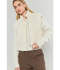 Current Air Textured High Neck Boxy Vest