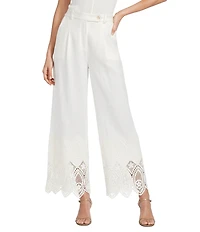 Current Air Twill Scalloped Eyelet Wide Leg Pants