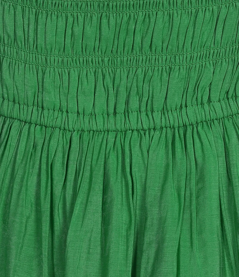 Current Air V-Neck Sleeveless Drawstring Smocked Waist Midi Dress