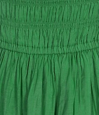 Current Air V-Neck Sleeveless Drawstring Smocked Waist Midi Dress