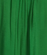 Current Air Woven Ruffle Neck Short Sleeve Crochet Trim Blouse