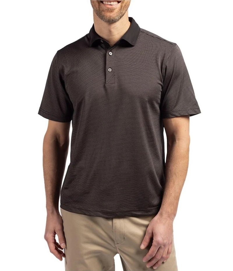 Cutter & Buck Big & Tall Featherlight Micro Stripe Pique Short Sleeve Polo Shirt