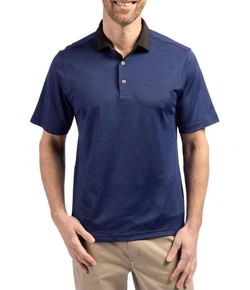 Cutter & Buck Big & Tall Featherlight Micro Stripe Pique Short Sleeve Polo Shirt