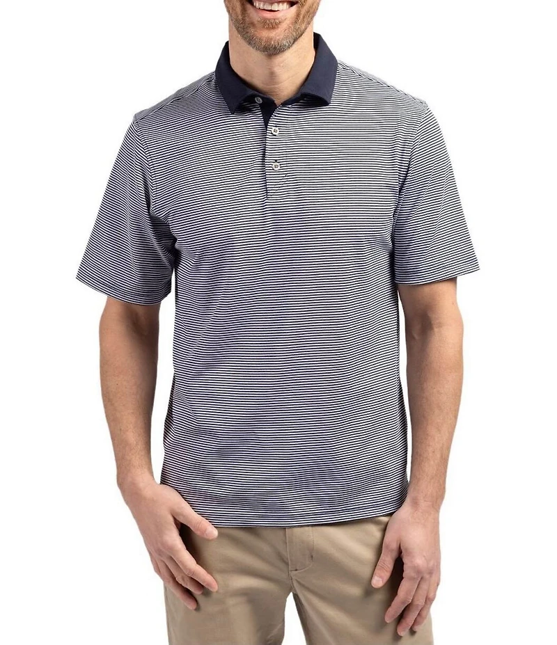 Cutter & Buck Big & Tall Featherlight Micro Stripe Pique Short Sleeve Polo Shirt