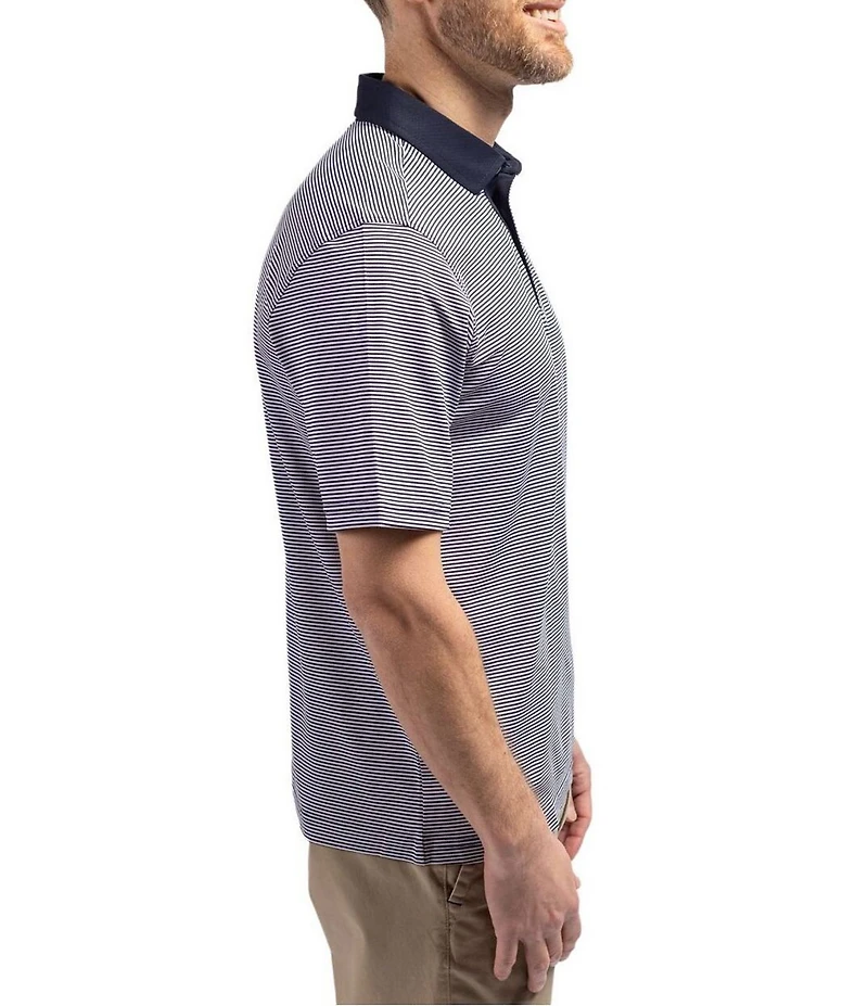 Cutter & Buck Big & Tall Featherlight Micro Stripe Pique Short Sleeve Polo Shirt