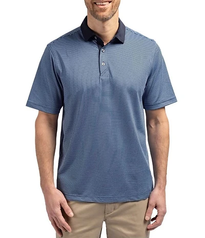 Cutter & Buck Big & Tall Featherlight Micro Stripe Pique Short Sleeve Polo Shirt