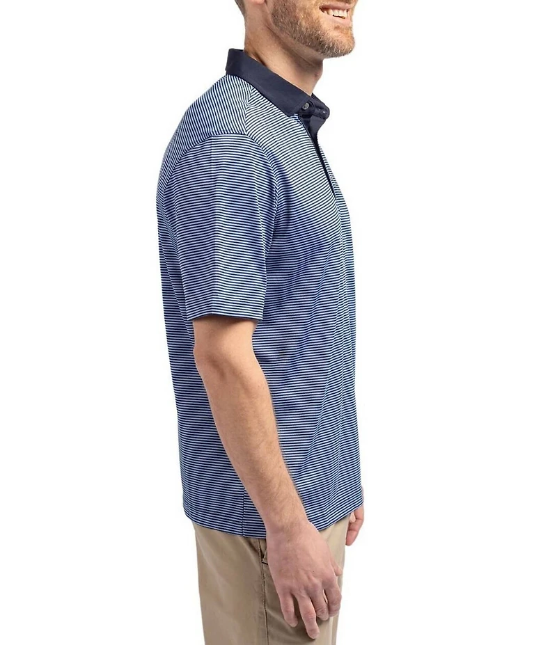 Cutter & Buck Big & Tall Featherlight Micro Stripe Pique Short Sleeve Polo Shirt