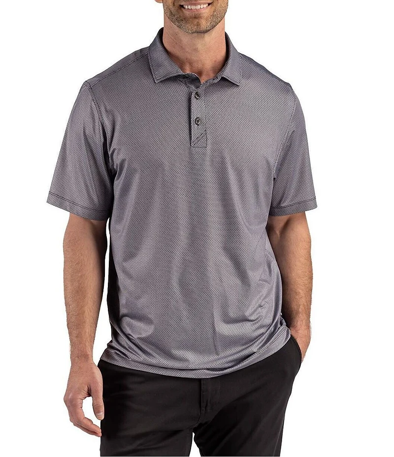 Cutter & Buck Big & Tall Performance Lattice Print Short Sleeve Polo Shirt