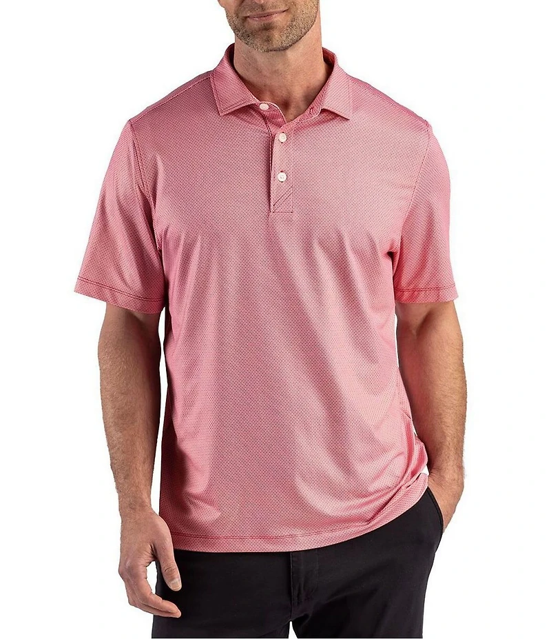 Cutter & Buck Big & Tall Performance Lattice Print Short Sleeve Polo Shirt