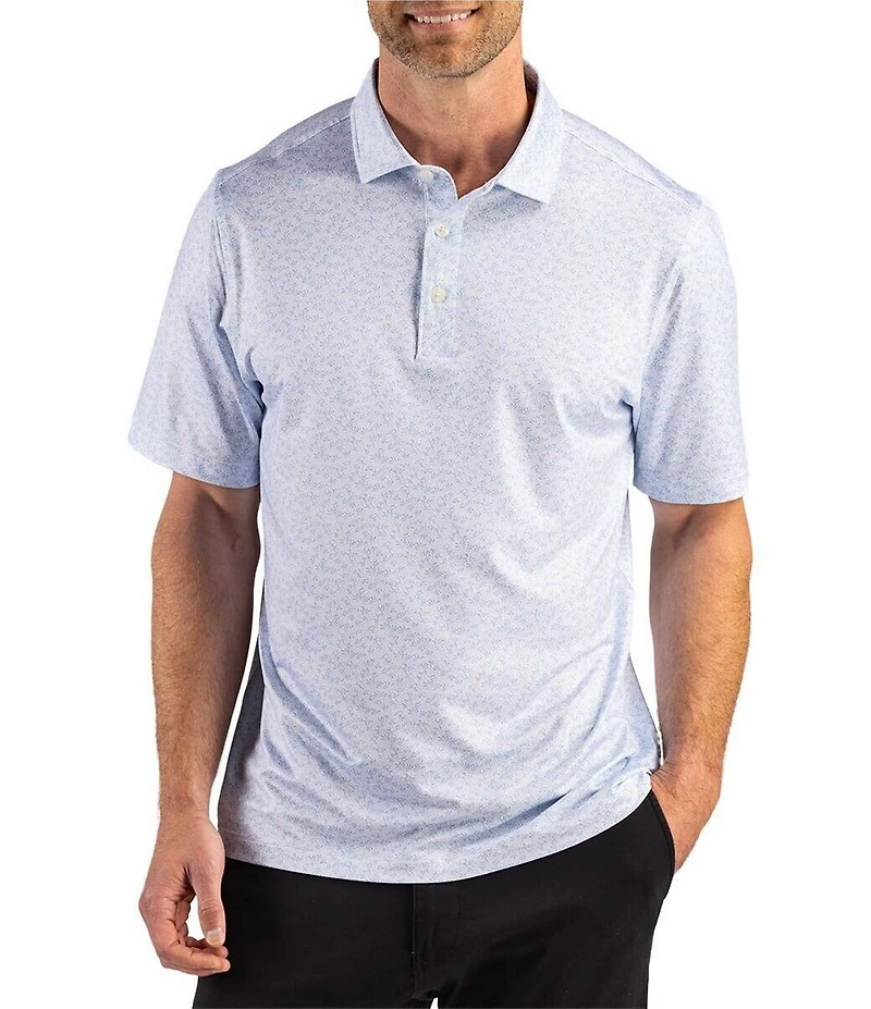 Cutter & Buck Big & Tall Performance Pike Fern Print Short Sleeve Polo Shirt