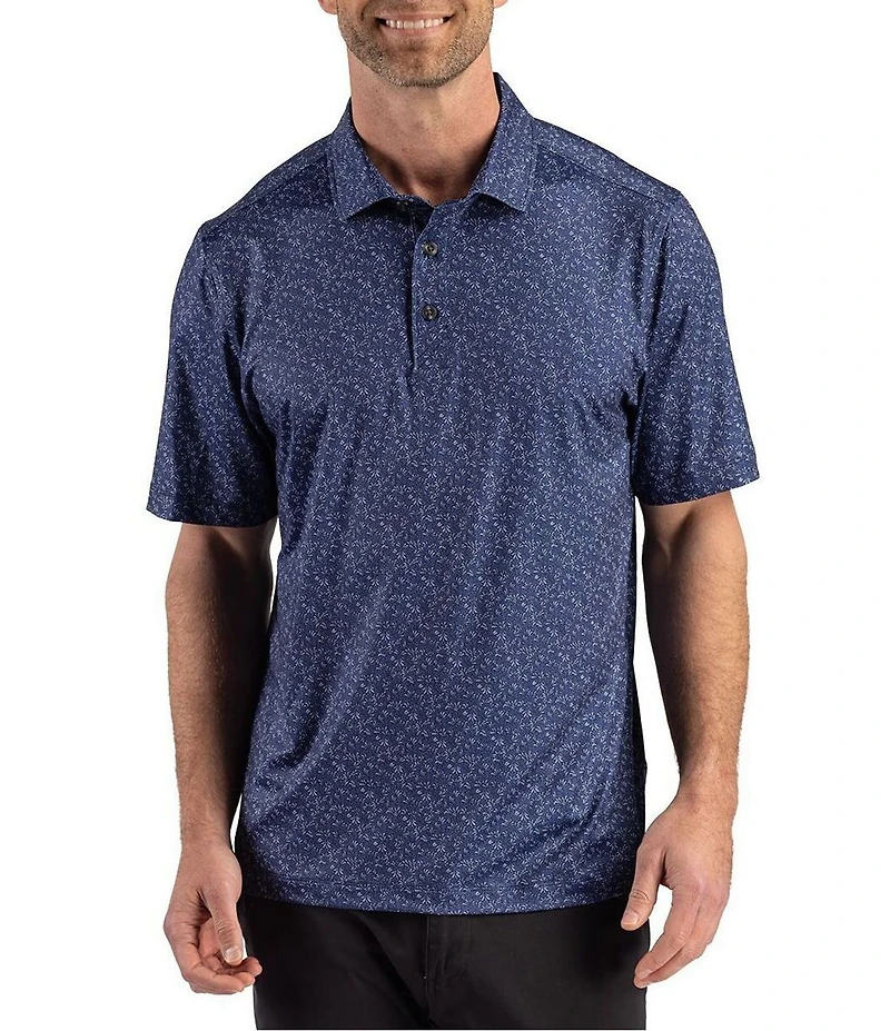 Cutter & Buck Big & Tall Performance Pike Fern Print Short Sleeve Polo Shirt