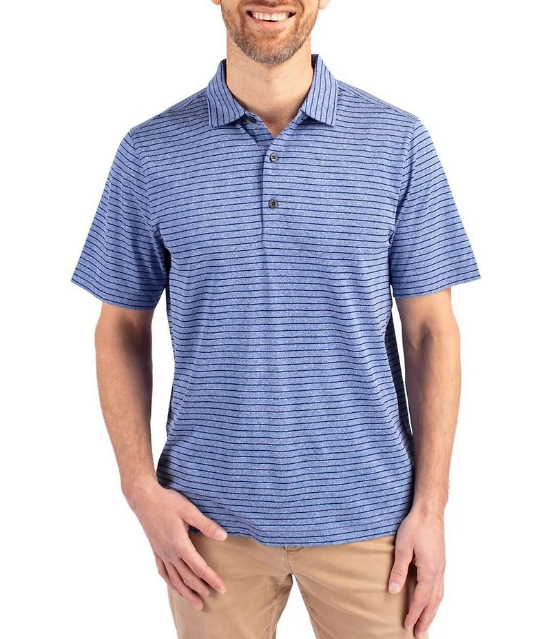 Cutter & Buck Big & Tall Performance Stretch Forge Eco Heather Stripe Short Sleeve Polo Shirt