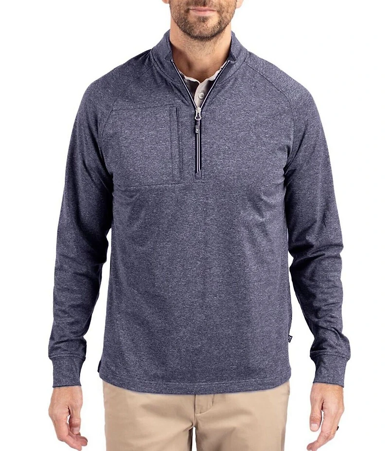 Cutter & Buck Big & Tall Soft Knit Heathered Quarter Zip Pullover