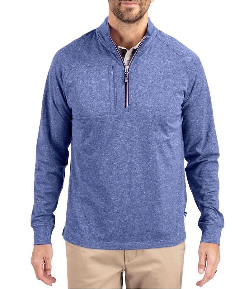 Cutter & Buck Big & Tall Soft Knit Heathered Quarter Zip Pullover