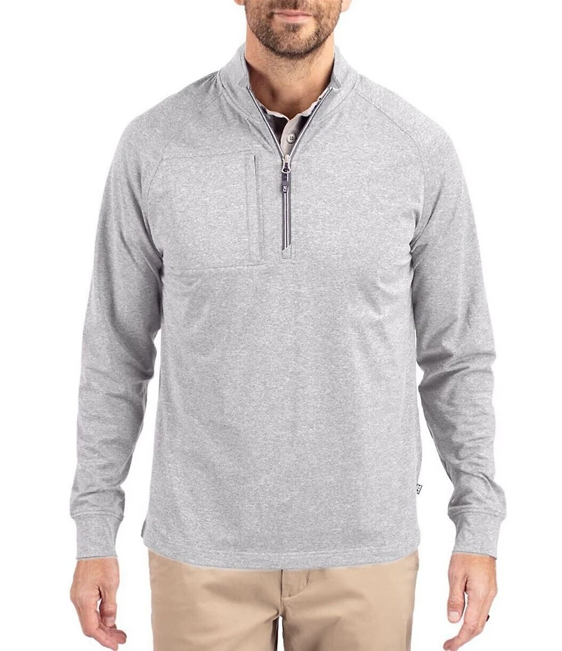 Cutter & Buck Big & Tall Soft Knit Heathered Quarter Zip Pullover