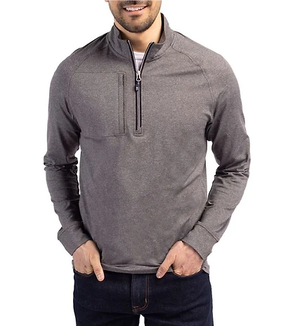 Cutter & Buck Big & Tall Soft Knit Heathered Quarter Zip Pullover