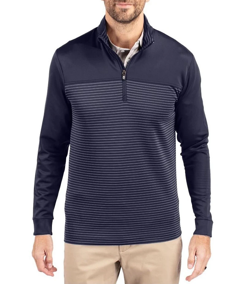 Cutter & Buck Big & Tall Traverse Stripe Quarter-Zip Pullover