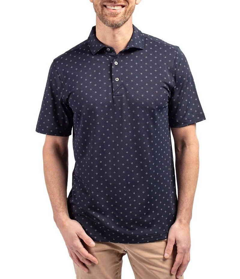Cutter & Buck Big & Tall Virtue Eco Pique Tile Print Short Sleeve Polo Shirt