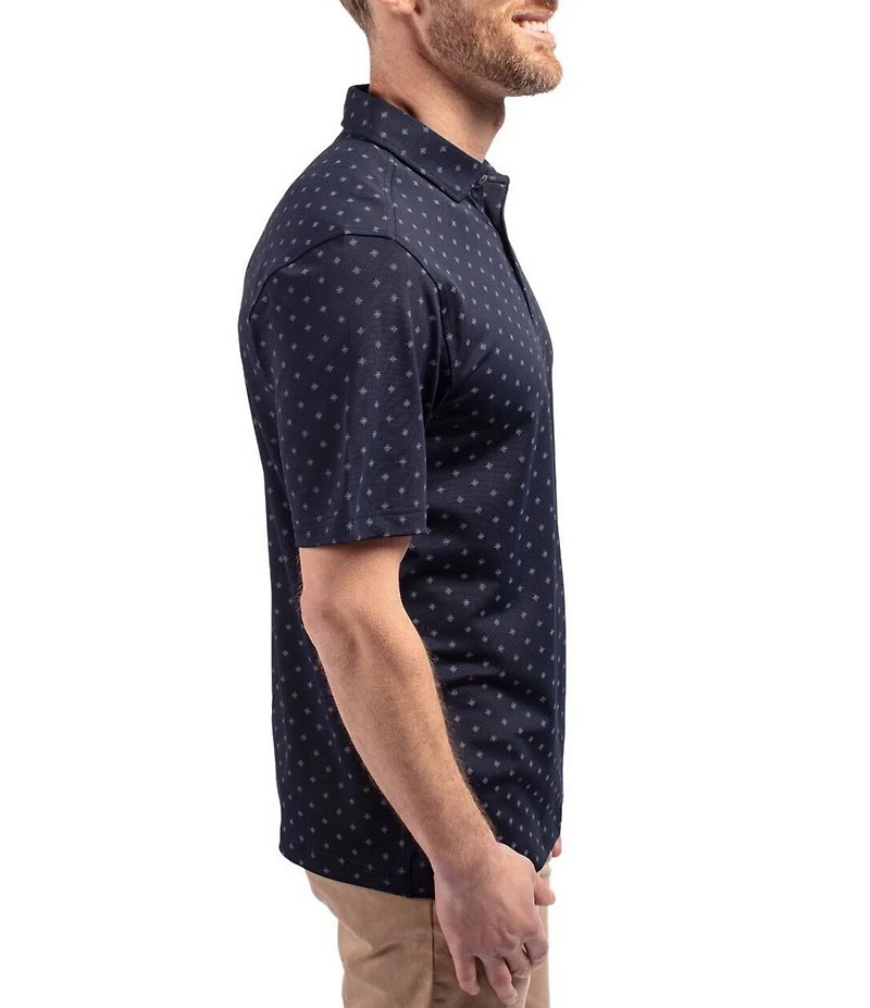 Cutter & Buck Big & Tall Virtue Eco Pique Tile Print Short Sleeve Polo Shirt