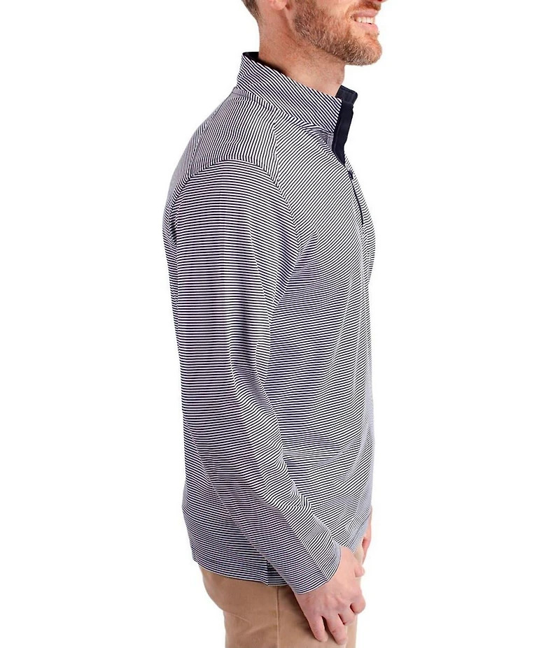 Cutter & Buck Big & Tall Virtue Micro Stripe Featherlight Pique Quarter Zip Pullover