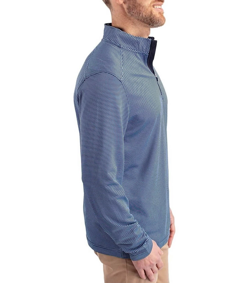 Cutter & Buck Big & Tall Virtue Micro Stripe Featherlight Pique Quarter Zip Pullover